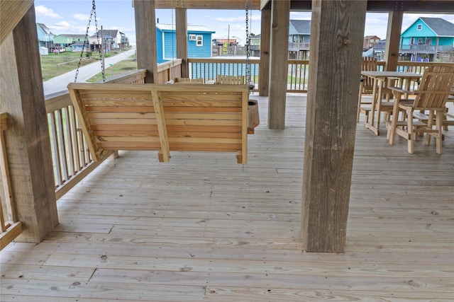 deck with a residential view