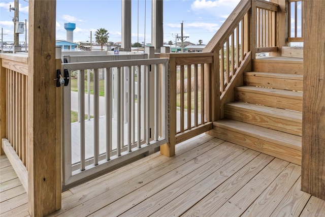 wooden terrace with stairway