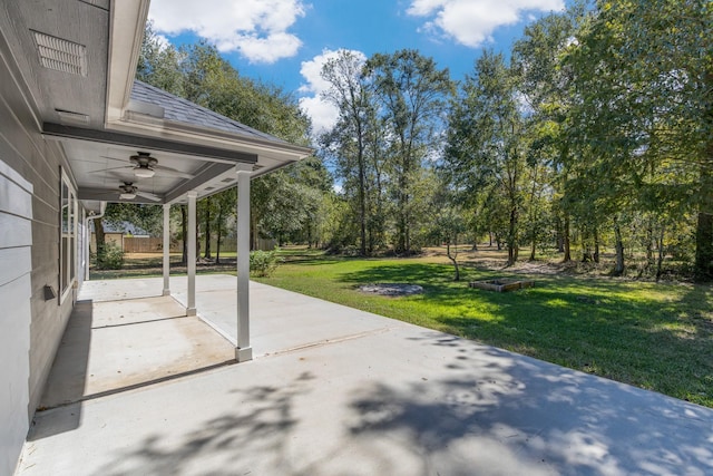 view of patio / terrace with ceiling fan