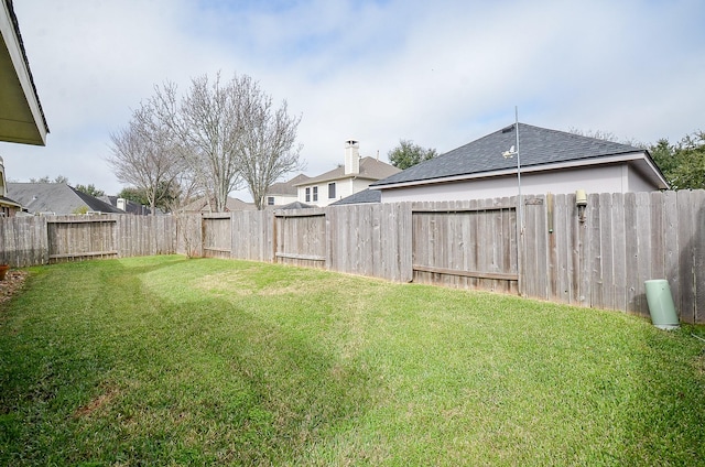 view of yard with a fenced backyard