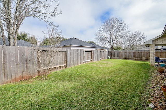 view of yard featuring a fenced backyard