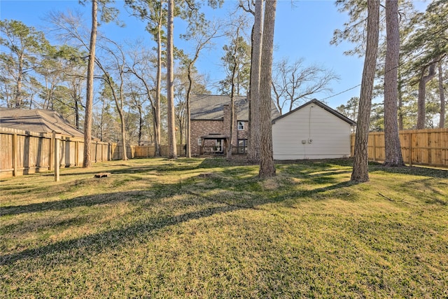 view of yard featuring a fenced backyard