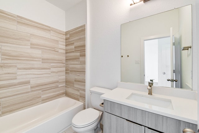 bathroom featuring shower / washtub combination, vanity, and toilet