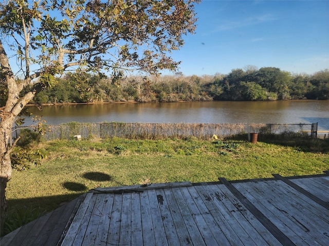 deck with a water view