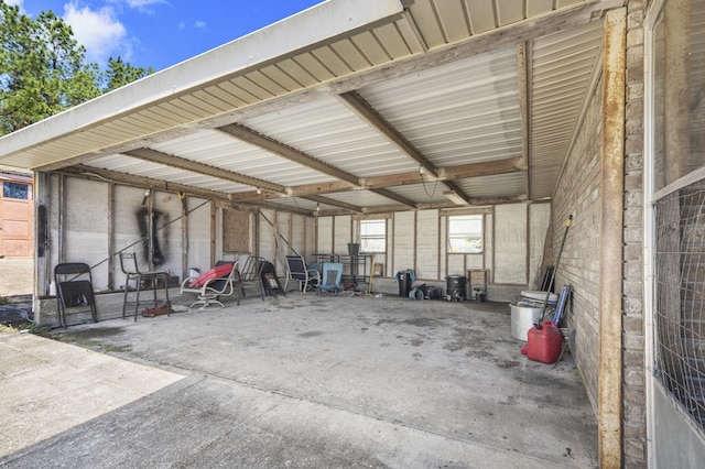 garage featuring metal wall