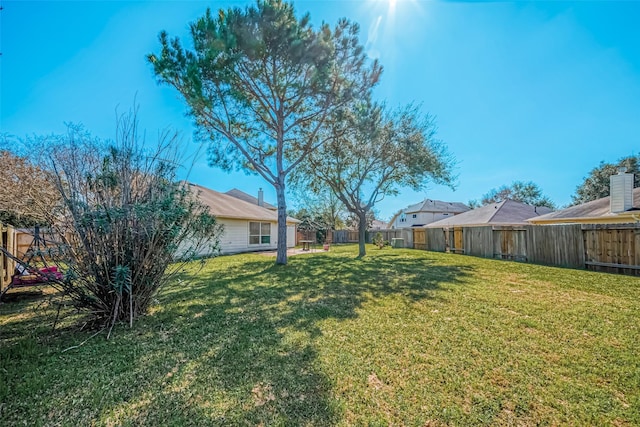 view of yard featuring a fenced backyard