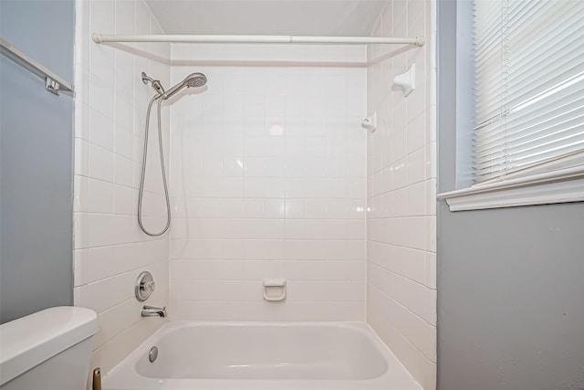 full bath featuring toilet and shower / bathtub combination