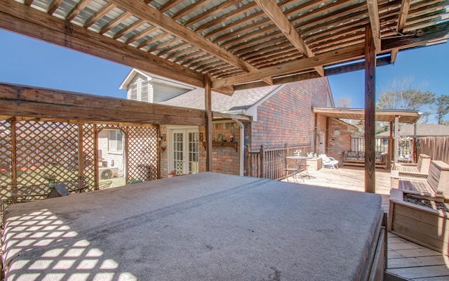 view of patio with french doors and outdoor dining space