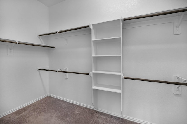 spacious closet with dark carpet