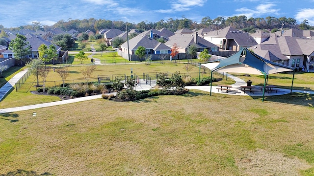 aerial view with a residential view