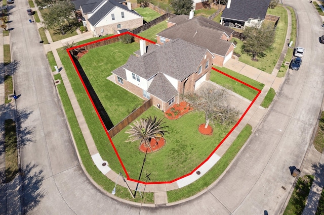 bird's eye view with a residential view