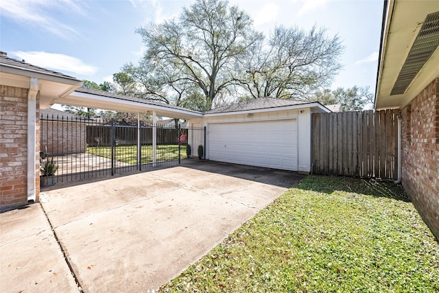 detached garage with fence