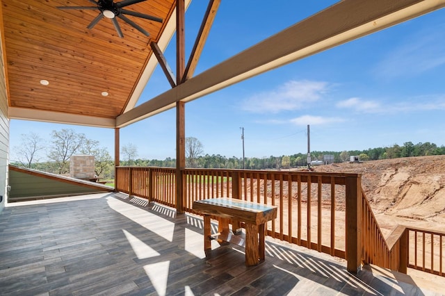 deck with a ceiling fan