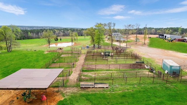 aerial view with a rural view