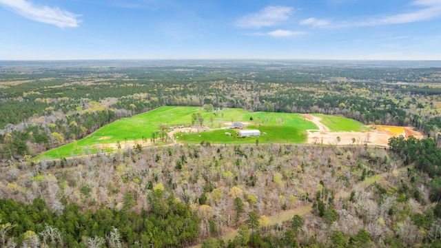 birds eye view of property with a forest view