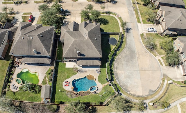 bird's eye view with a residential view