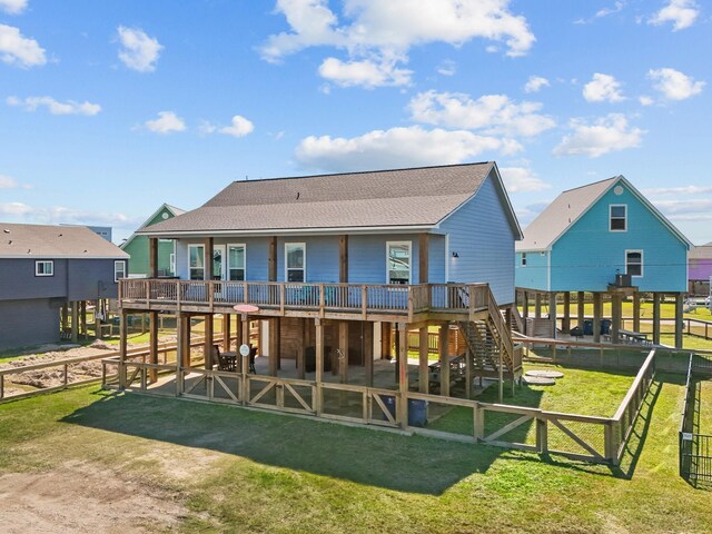 1922 Blue Water Hwy, Surfside Beach, TX 77541 - back of house featuring roof with shingles and a wooden deck