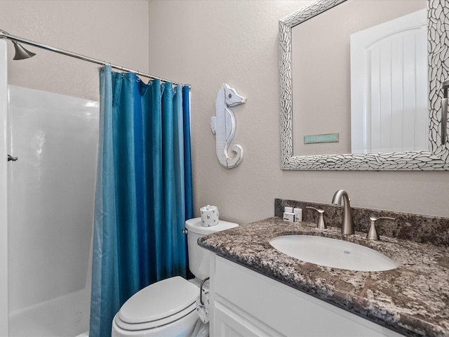 1922 Blue Water Hwy, Surfside Beach, TX 77541 - full bath featuring vanity, curtained shower, and toilet