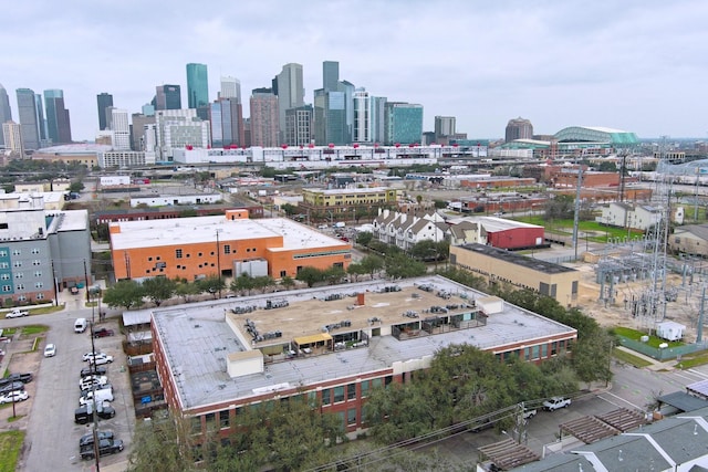 drone / aerial view with a view of city