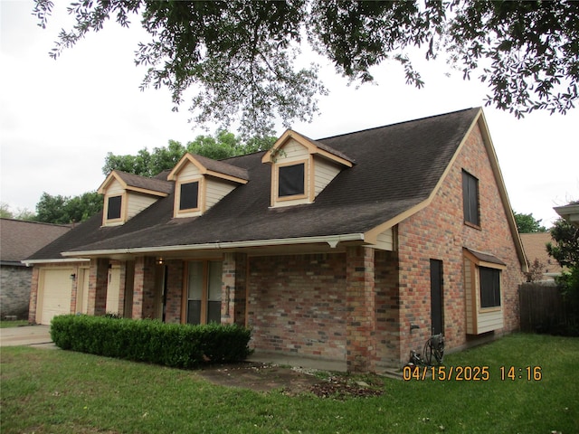 9427 Walnut Glen Dr, Houston, TX 77064 - cape cod house featuring a garage, a front yard, and brick siding