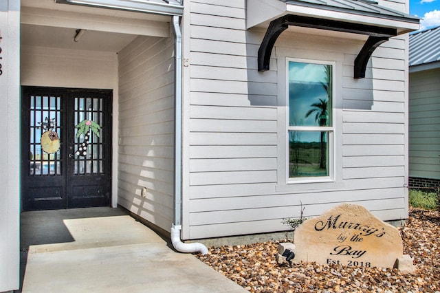 property entrance with french doors