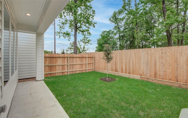 view of yard featuring a fenced backyard