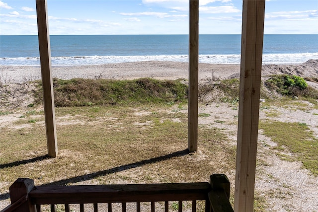 property view of water featuring a beach view