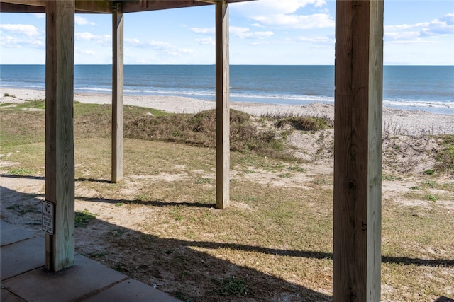 property view of water featuring a beach view