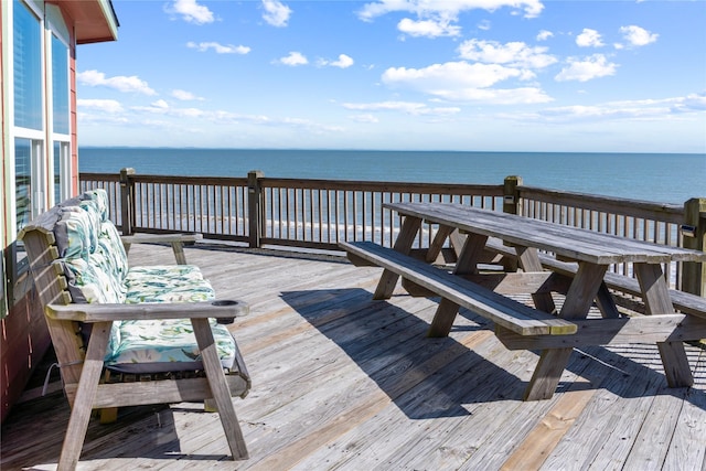 deck with a water view