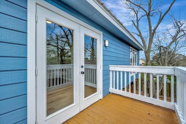 wooden terrace with french doors