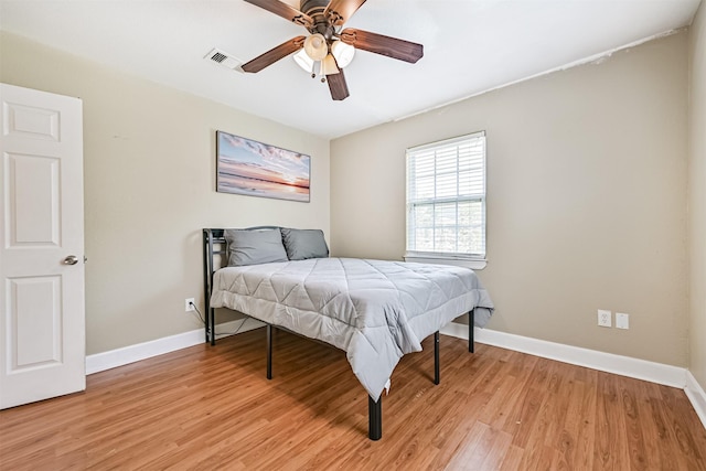 2009 Neumann Dr, Galveston, TX 77551 - bedroom featuring light wood-style floors, baseboards, and ceiling fan