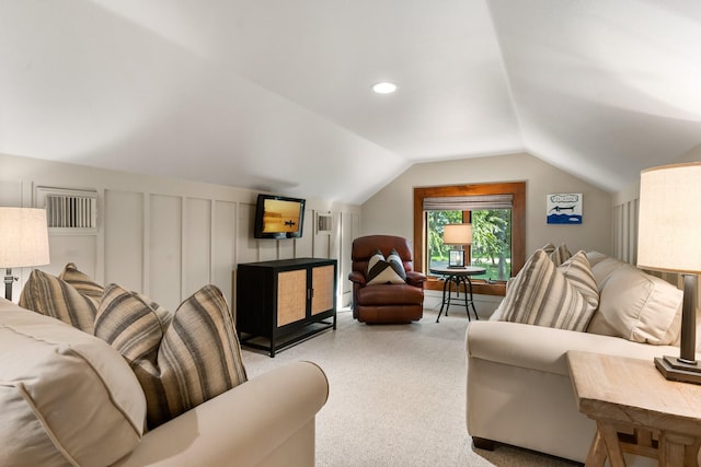 interior space featuring lofted ceiling and recessed lighting