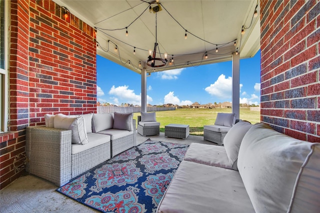 view of patio with an outdoor hangout area