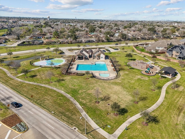 drone / aerial view with a residential view