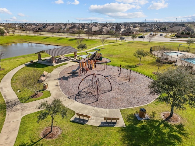 bird's eye view with a residential view