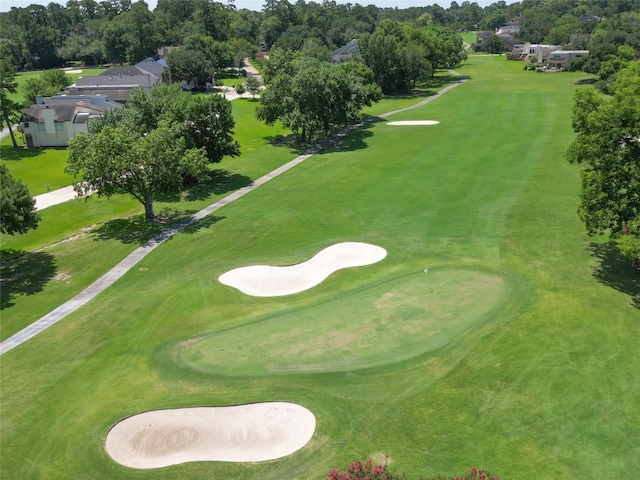 drone / aerial view with golf course view