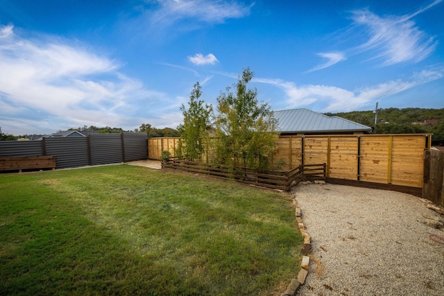 view of yard featuring a fenced backyard