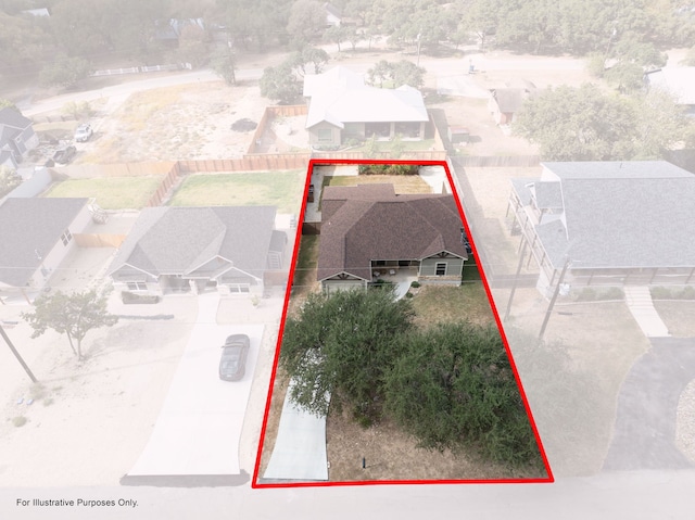 birds eye view of property featuring a residential view