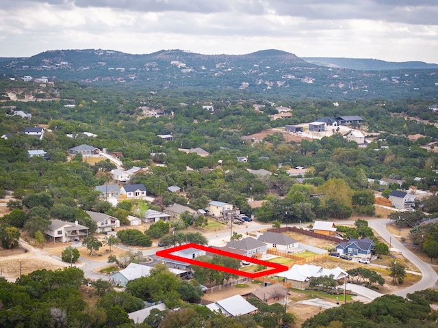 drone / aerial view with a residential view and a mountain view