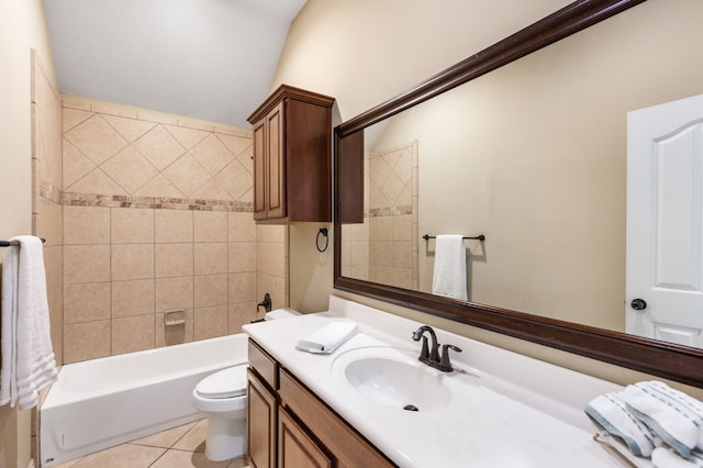 full bath with tile patterned floors, toilet, and vanity