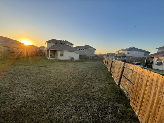 view of yard featuring a fenced backyard