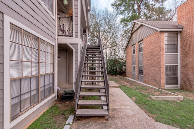 exterior space featuring stairs