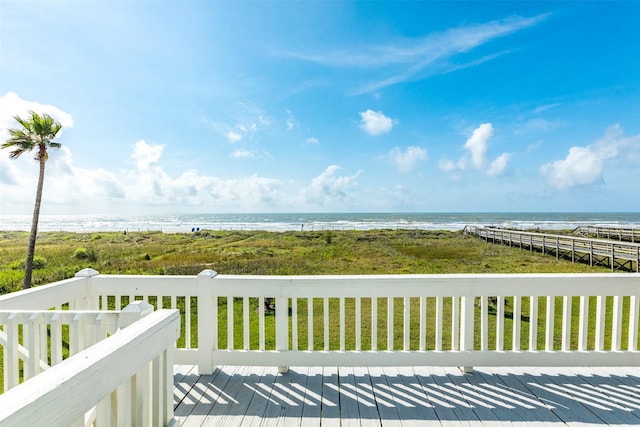 deck with a water view