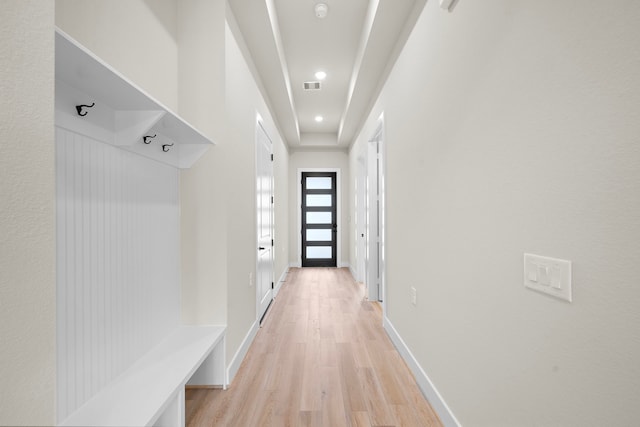 9975 Monarch Landing Cv, Willis, TX 77318 - mudroom with light wood-type flooring and recessed lighting