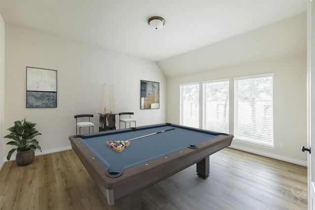 4903 Cancun Hills Ct, Fulshear, TX 77441 - game room featuring wood finished floors, pool table, and vaulted ceiling