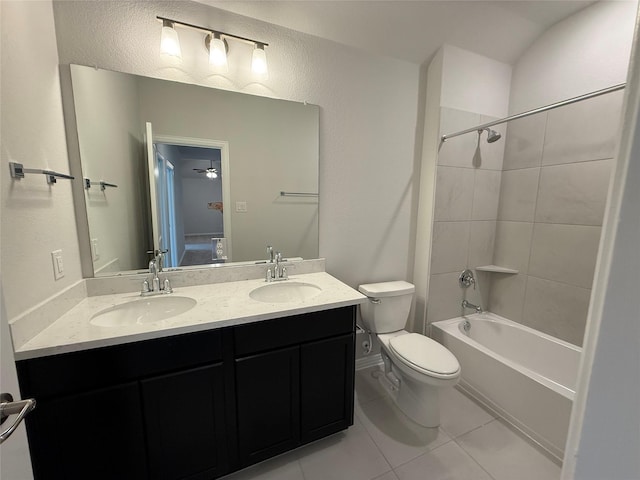 2011 Sunflower Ct, Sugar Land, TX 77498 - full bathroom featuring double vanity, tile patterned floors, and bathtub / shower combination