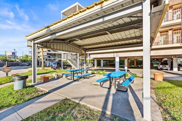 view of patio with stairs