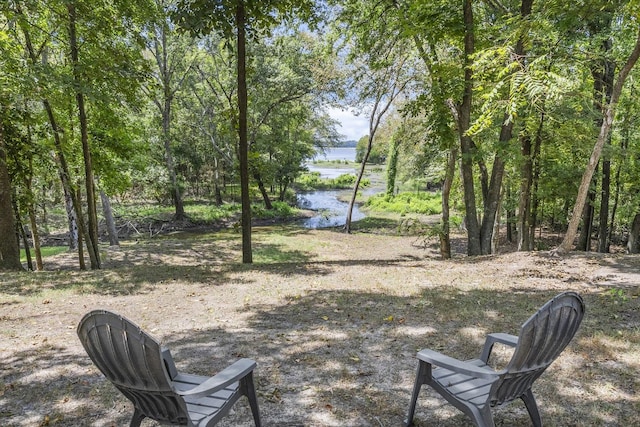 view of yard with a water view