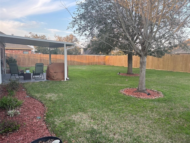 view of yard featuring a fenced backyard