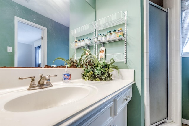 11439 Sageking Dr, Houston, TX 77089 - bathroom with vanity and a shower stall